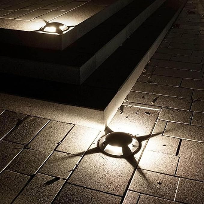 Garden Landscape Lights - AC85-265V Outdoor Underground Lamp IP66 Waterproof 4 Sided Glow Round Decking Lighting Outdoor Recessed Spot Light Ground Landscape Lights(Warm white12W(AC85-265V))