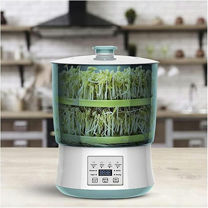 Electric Bean Sprout Maker with Smart Watering System and Constant Temperature Control - Large Capacity Seed Germination Device for Sprouting Beans and Seeds (Three Layers)