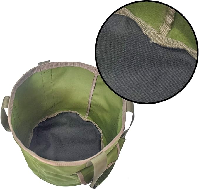 HANC Green Bucket Garden Tools Bag with 2 Pockets Tote Garden Tools Bag in Water Proof Canvas Storage Organizer for Men Or Women(Bag Only)
