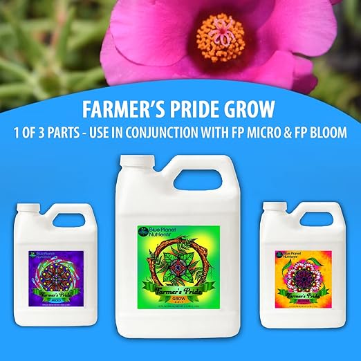 Blue Planet Nutrients Farmer's Pride Organic Blend Grow Gallon (128 oz) | Grow Flowers Herbs Vegetables Fruit | Soil Hydroponic Coco Coir Soil-Less | for All Plants and Gardens!