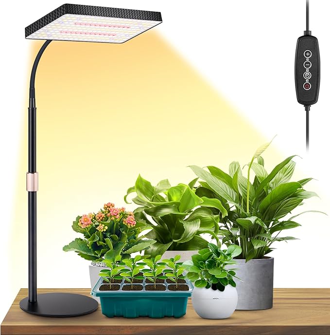 LBW Desk Grow Light Full Spectrum Plant Light for Indoor Plants Grow Lamps with 4/8/12H Timer 10-26 Height Adjustable 6 Brightness Levels