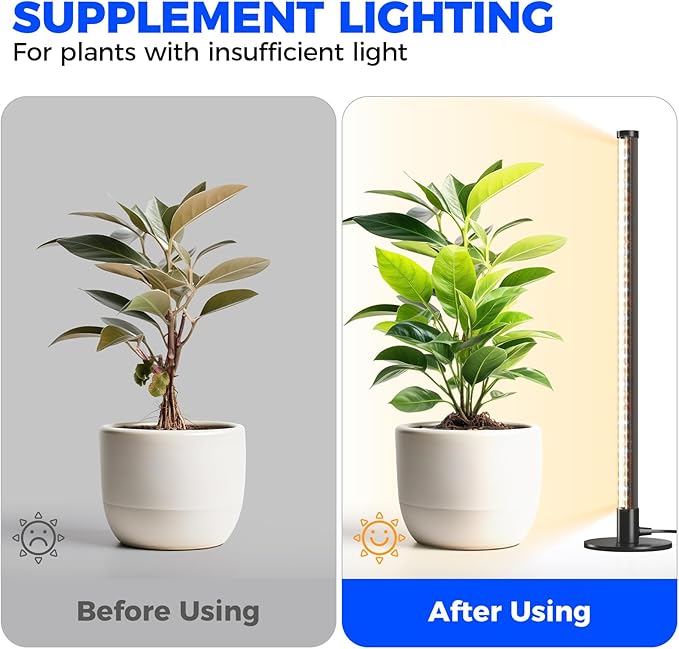 Barrina Standing Grow Light for Indoor Plants 20W 2FT Desk LED Plant Light Hanging and Standing Table Top Full Spectrum Vertical Grow Lights with Stand and On/Off Switch Ideal for Plants Growth