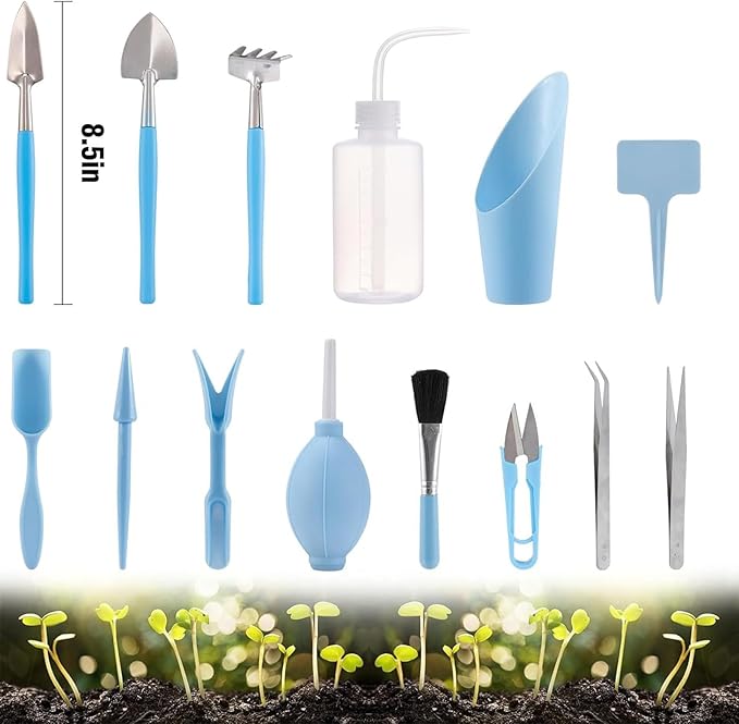 Garden Tools Mini Plant Soil Digging Equipment with Mat Garden Tool Set for Plant Repotting Mixing Watering Transplanting Indoor Outdoor Gardening Family Friends Women Men Use