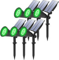 T-SUNUS Green Solar Lights Outdoor 6 Pack IP65 Waterproof 4 LED Solar Spotlight Wall Light Auto-on/Off Security Light Landscape Light for TreePatioYardGardenDrivewayPool Area