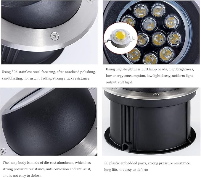 LED Beam Spotlight - IP67 Waterproof Adjustable Angle Outdoor Landscape Lamp Stainless Steel Round Garden Light (Green 18W 24V Red 12W 85)