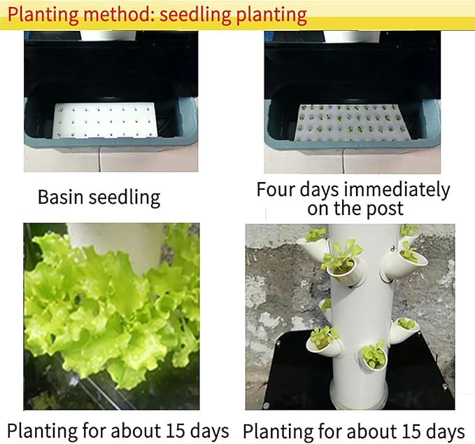 Indoor Hydroponic Growing Tower Growing Vertical Growing Tower 6 Layers 18 Plant Sites with Pump and Mobile Water Tank Adapter