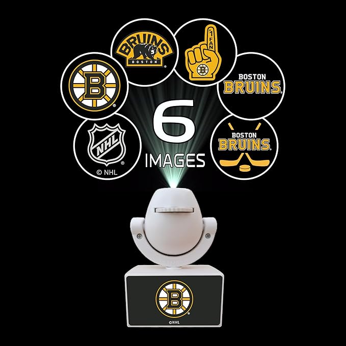 Sporticulture NHL American Hockey Boston Bruins LED Mini Spotlight Projector – 6 Team Logos Portable &amp USB Rechargeable – for Game Day Parties Dorm Rooms &amp More (No Button Batteries Required