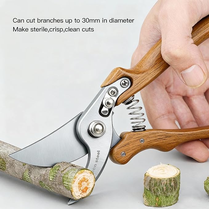 Garvee Professional Pruning Shears for Gardening with High-Carbon 75Cr1 Blades | Wood-Grain Aluminum Handle Garden Shears | 8x20cm Heavy Duty Gardening Tools for Florists &amp Gardeners