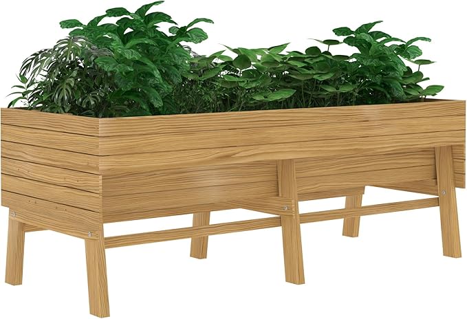 6 x 3 x 2FT Raised Garden Bed with Legs Large Outdoor Elevated Wood Planted Box with Liner for Vegetable Flower Backyard and Patio Natural