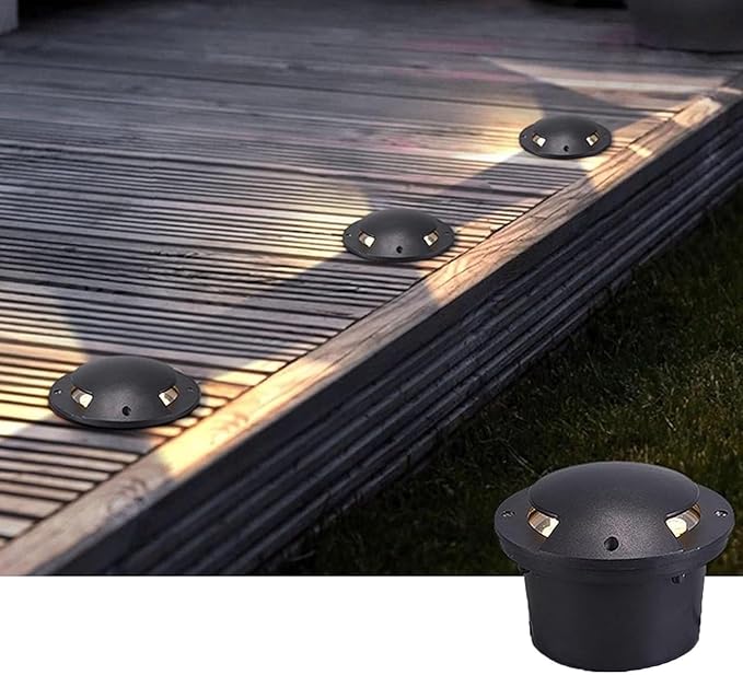 Underground Light - Outdoor Recessed Spot Light IP65 Waterproof Step Landscape Lights 85-265V Side-Emitting Low Voltage Ground Spotlight for Garden/Courtyard/Villa(Red6W)
