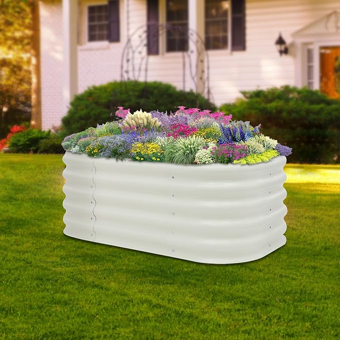 Raised Garden Bed Kits 17 Tall 6 in 1 Modular Galvanized Raised Planter Bed for Courtyards Balconies Vegetables Flowers