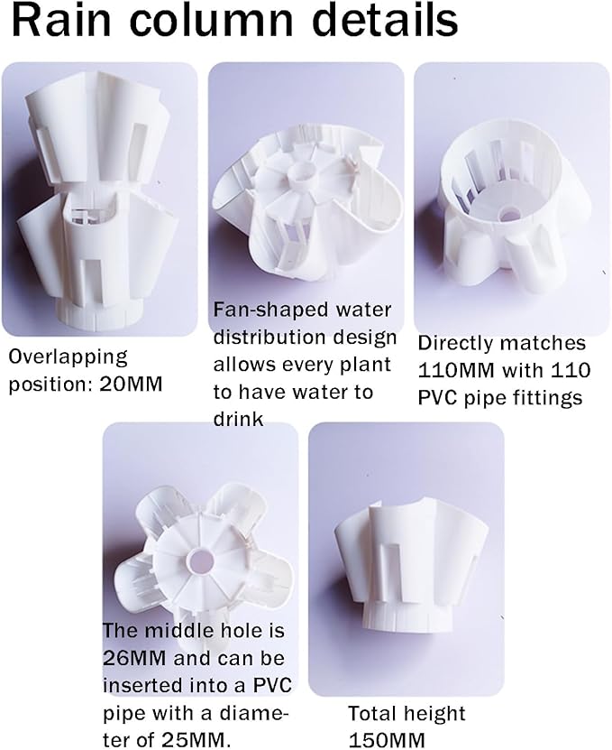 Hydroponics Tower Garden Vertical Growing System KitAquaponics Growing SystemNursery Germination Kitwith Hydrating Pump Adapter.for Herbs Fruits and Vegetables(Ivory8layers)