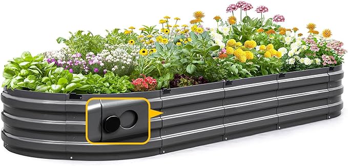 KING BIRD Raised Garden Bed Kit 2025 Upgraded Quick-Setup Galvanized Planter Garden Box Outdoor for Gardening Vegetables Flowers 94x36x12 in Dark Grey