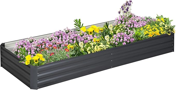 Galvanized Raised Garden Bed 7.9' x 3' x 1' Metal Planter Box for Growing Vegetables Flowers Herbs Succulents Gray