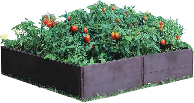 Emsco Group Raised Bed Garden Bed Boards - 4' x 4' - Brown