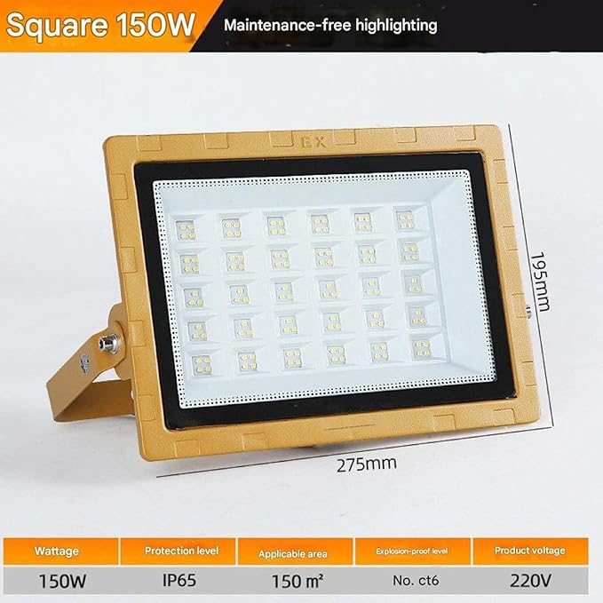 LED Spotlights - Outdoor Floodlights 220V High-Power Outdoor Beam Spotlights IP66 LED Explosion-Proof Searchlights for Engineering Sites and Workshops Lighting(150W(220V))
