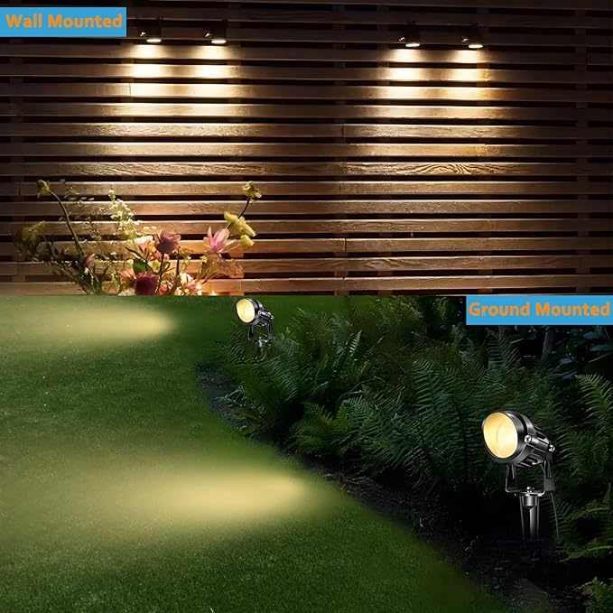 Low Voltage Landscape Lights 12 Volt LED Spotlight Outdoor Pathway Lights Wired Yard Lights Garden Lawn 10W Landscaping Lights 1000LM IP66 Waterproof Spot lighting Warm White Garden Stake Tree Light