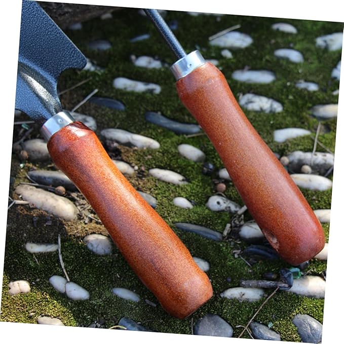 4pcs Garden Tool Set with Extended Narrow Trowel 3-Prong Rake Dual-use Pointed Hoe and Soil Scoop – Hand Tools for Planting Digging Weeding and Gardening Tasks
