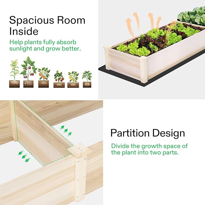 VIVOSUN Wooden Raised Garden Bed 48 x 24 x 30 Inches Outdoor Wood Planter Box with Gloves and a Liner with Trellis for Vine Climbing for Garden Patio Balcony Backyard and Outdoors