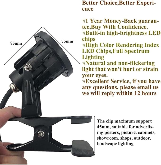 7w LED Beam Spotlight - Led Spot Lights IP65 Waterproof Spotlight with Clip Outdoor Clamp Lights Landscape Lamp for Plants Yard Garden Decorative Lamp Shop Billboard Lighting(Warm White 2 Pack)