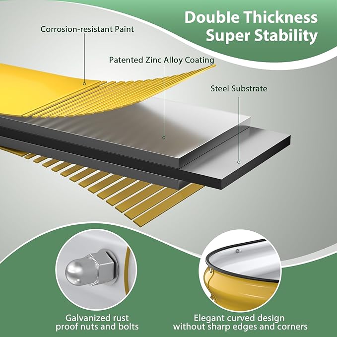 Raised Garden Bed Kit 4x2x1ft Galvanized Planter Box with Rubber Safety Edging Metal Garden Beds for Vegetables Flowers Herbs Backyard &amp Patio (Cream Yellow)
