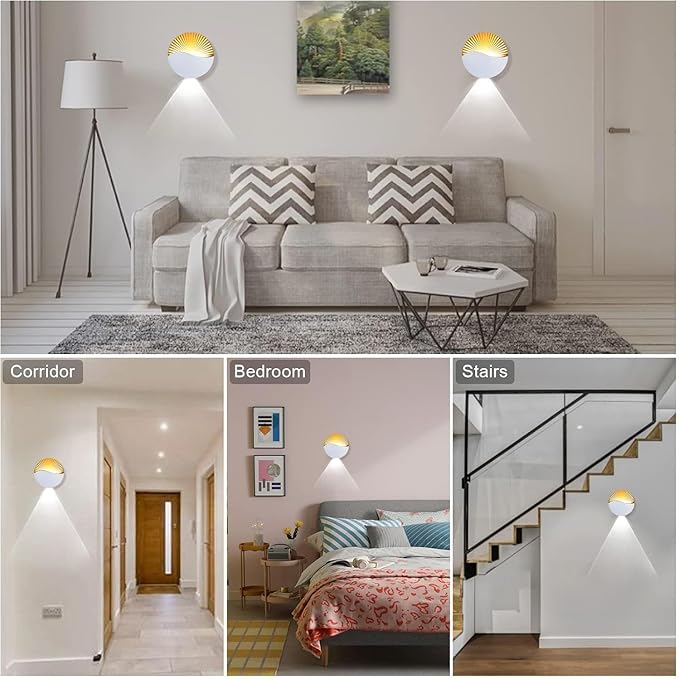 Creative LED Wall Sconce Lights Up Down Aluminium Waterproof IP65 LampIndoor Outdoor for Bedroom Living Room Bathroom Porch Hallway Stairs(Black-White2PCS-7W(85-265V))