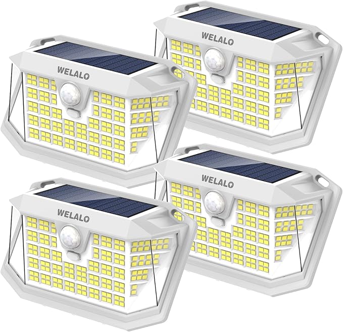 WELALO 6 Pack/7 Modes Solar Color Changing Spot Lights Outdoor 3 Modes/4 Pack/188 LED Solar Motion Sensor Lights Outdoor