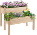 34X34X28 Raised Garden Bed 2-Tier Elevated Wood Planter Box for Backyard Patio Outdoor Ready