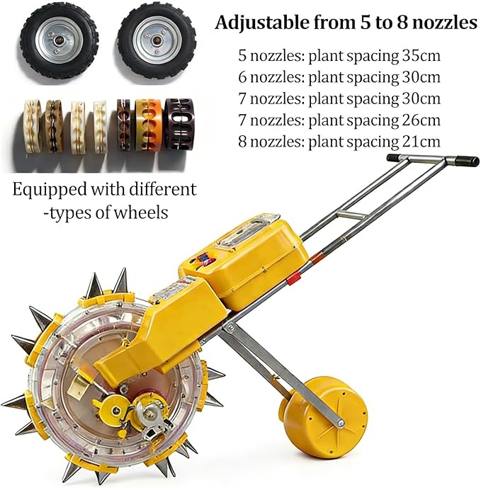 Hand Seed Spreader 5~8 Nozzles Adjustable Manual Seeder Planter Tool Precision Row Planter Fertilizer Applicator for Peanuts Corn Soybeans Peas