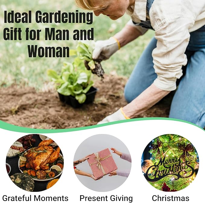 Garden Tool Set 6PCS Heavy Duty Stainless Steel Gardening Hand Tools with Ropes Includes Hand Cultivator Shovel Trowel Transplanter 2-in-1 Hoe Pruner Ideal Gardening Gifts for Women Men (Upgrade)