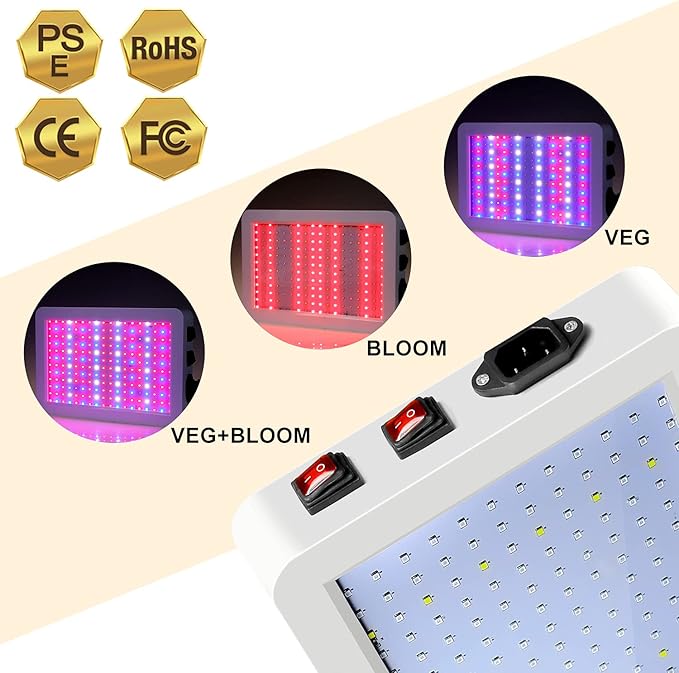 Full-Spectrum Plant Growth Light Potted Plant Light Waterproof Dimmable Dual-Mode Plant Light with Adjustable Cord for Hydroponic Indoor Plants Flowering Fruits Grow Lights2000w