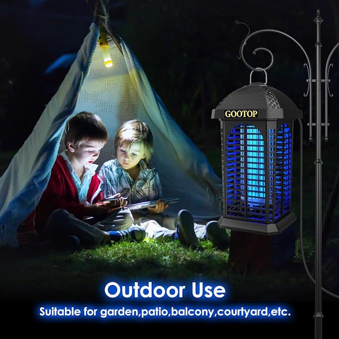 Bug Zapper Outdoor 4200V Electric Mosquito Zapper Bug Zapper Outdoor Fly Traps Fly Zapper Mosquito Killer Indoor 3 Prong Plug 90-130V ABS Plastic Outer