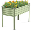 Raised Garden Bed with Legs 48×24×32in Large Galvanized Elevated Planter Box Metal Raised Beds for Gardening Backyard Patio Balcony 400lb Capacity (Olive Green)