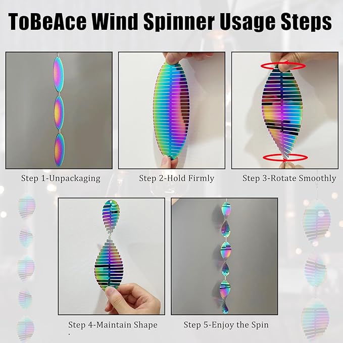 Wind Spinners Outdoor Garden Decor Gifts for Women Men Rainbow 3D Reflective Metal Wind Spinner Stainless Steel Hanging Ornament for Yard Outside Patio Porch