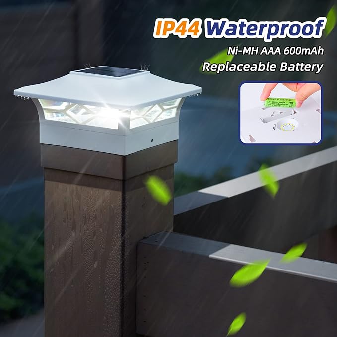 APONUO Bundle of 2 Items Solar Fence Post Lights Led Solar Spotlights
