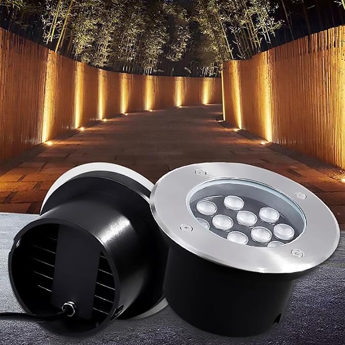 LED Landscape Lights - Outdoor Buried LightsSuper Bright Round Spotlight IP67 Waterproof Recessed Ground Light Floor Light for Decorative Lighting Easy to IRgb-3W
