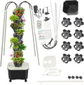 Hydroponics Growing System Kit 40 Pods 8 Tiers Vertical Gardening System with Wheels Outdoor Indoor Herb &amp Fruits Growing Tower with LED Grow Lights and Auto Water Pump System Gray
