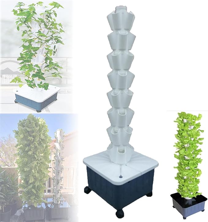 Hydroponics Growing TowerMulti-Layer Vertical Soilless Cultivation Hydroponic PlantersHydroponic Planting Towerfor Fruits and Vegetables Hydroponic Tower White-8-layer