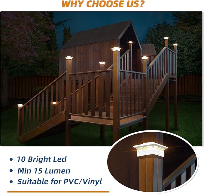 APONUO Bundle of 2 Items Solar Fence Post Lights Led Solar Spotlights