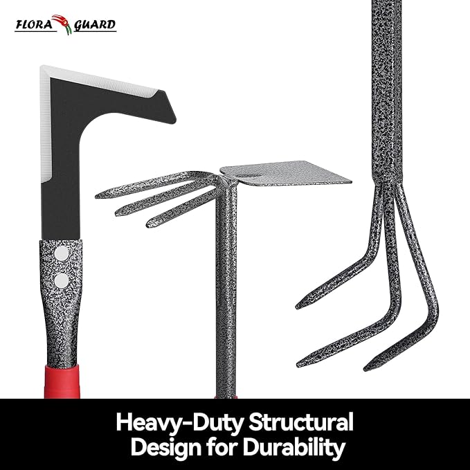 FLORA GUARD 6-Piece Garden Tool Set Heavy Duty Gardening Hand ToolsIncludes Trowel Rake 2-in-1 Hoe &amp Crack Weeder Durable Yard Gardening Tools Ideal Gardening Gift for Men &amp Women