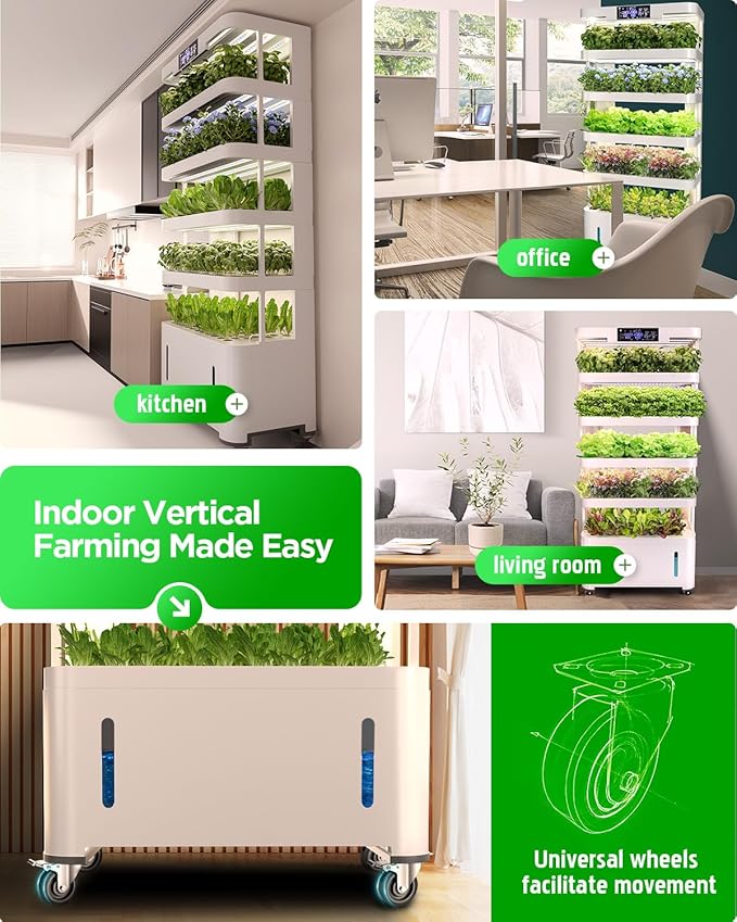 Woolooloo Large Hydroponics Growing System Kit 5-Tier Indoor Herb Garden with Smart Climate Control Auto Misting Full Spectrum Grow Light Vertical Hydroponic System for Home or Commercial