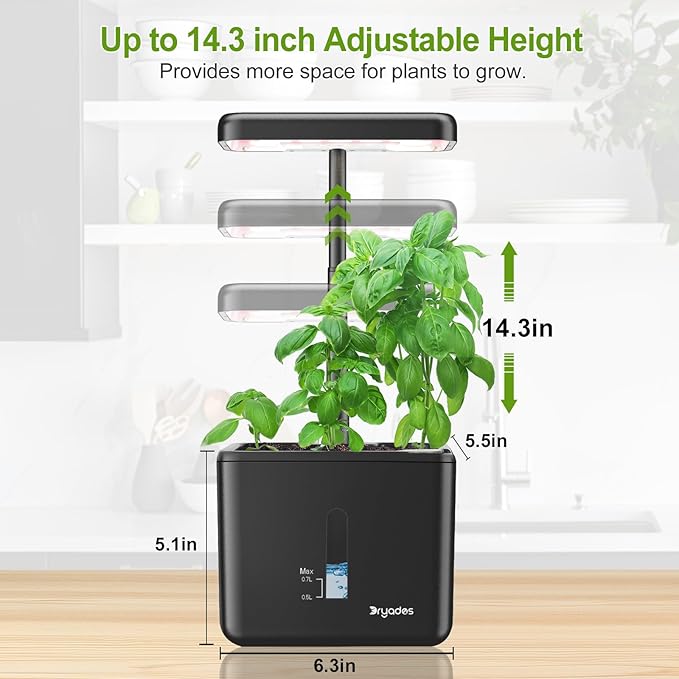 Indoor Garden Growing Systems Self-Watering Plant Pot Smart Gardening System with 17 Watts LED Grow Light Auto Timer Gardening Plant Gifts for Dad Mom Plant Pot for vegetables herbs(No Seeds&ampSoil)