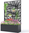 Metal Planter Box with Trellis 71X47X16 Privacy Planter for Patio Large Raised Garden Bed with Privacy Screen for Climbing Plants with Drainage Holes 15.7 Deep Planting Bed