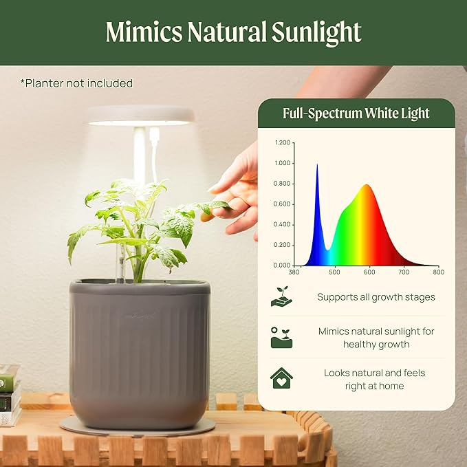 Vego garden Mini Grow Lights Stand for Indoor Plants Full-Spectrum White Light LED Grow Light with Customized Adjustable Height for Microgreens