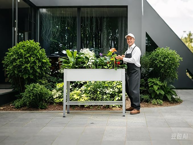Metal Raised Garden BedRaised Planter Box with LegsHerbs and Vegetables Planter Suitable for Outdoor Patio Deck and Porch (Gray)