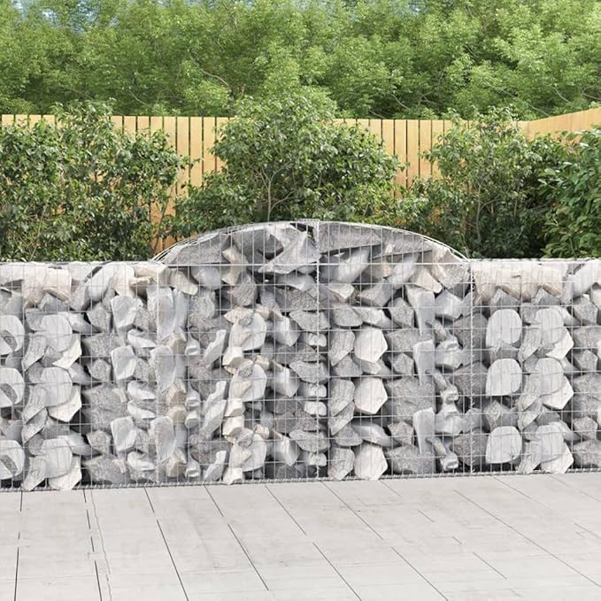 Arched Gabion Baskets 4 pcs 118.1x19.7x39.4/47.2 Galvanized Iron Garden Raised Bed Raised Planter Outdoor Flower Bed Elevated Garden Boxes for Patio Front Yard Backyard Landscaping