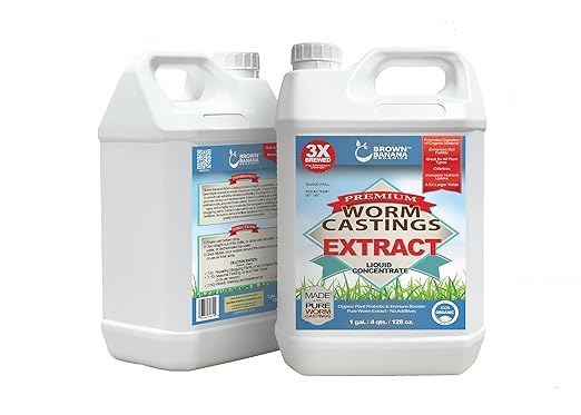 Organic Worm Castings Extract - Natural Liquid Plant Food for Stronger Roots Bigger Blooms and Healthier Soil Liquid Worm Tea Concentrate - 1 Gallon