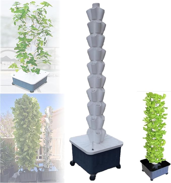 Hydroponics Growing TowerMulti-Layer Vertical Soilless Cultivation Hydroponic PlantersHydroponic Planting Towerfor Fruits and Vegetables Hydroponic Tower White-10-layer