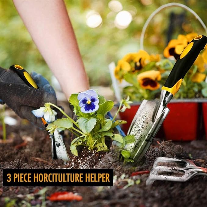 3PCS Mini Garden Tools Sets Durable Gardening Hand Tool Ergonomic &amp Rust Resistant for Women Kid Men Gardener