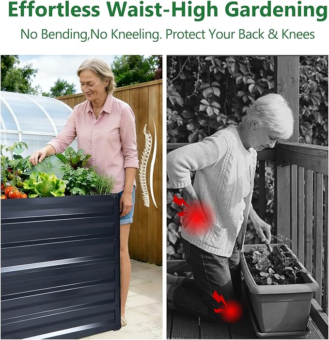 Galvalume Raised Garden Bed 8x4x1.95FT–3X Rust Resistant Aluminum-Zinc Steel466 Gallon Extra Deep Metal Planter Box Heavy Duty Outdoor Vegetable Garden Bed for Tomatoes Potatoes &amp Root Crops